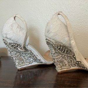 Size 9 - Betsy Johnson White Wedges